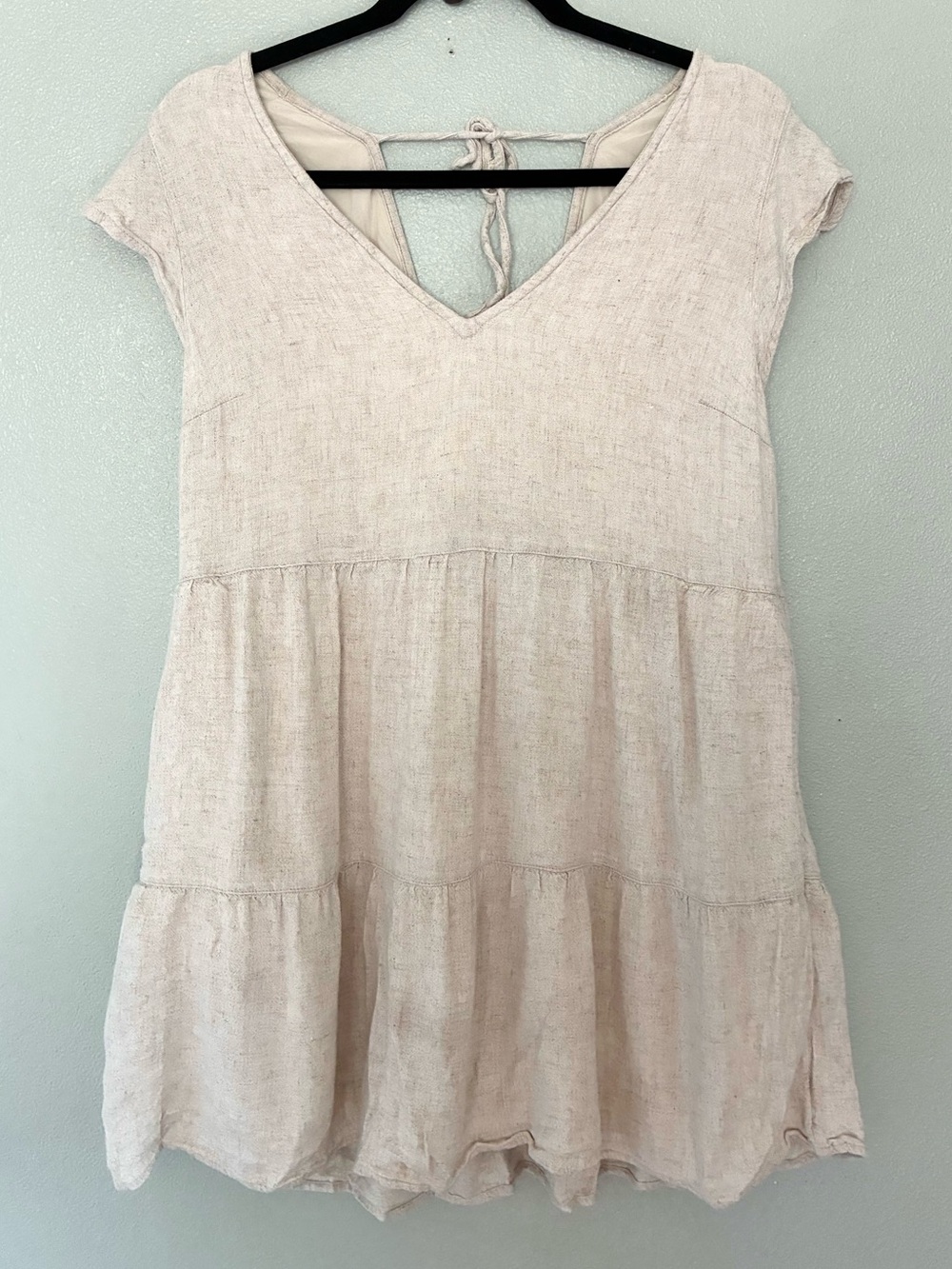 Abercrombie & Fitch Cream Babydoll Mini Dress Boho Flutter Sleeve Women’s M